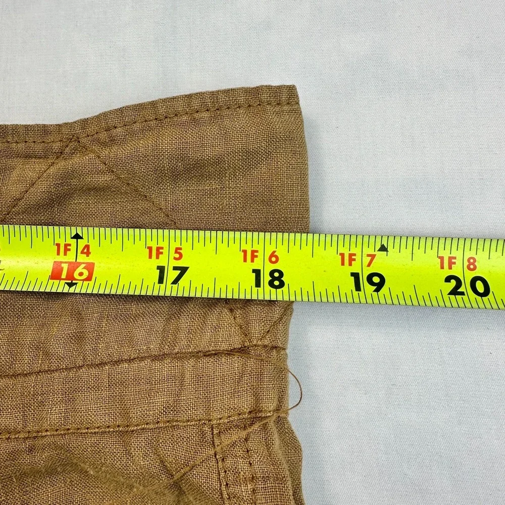 Zara Pants Womens Medium Tan Linen Straight Leg Summer High-Waisted Drawstring